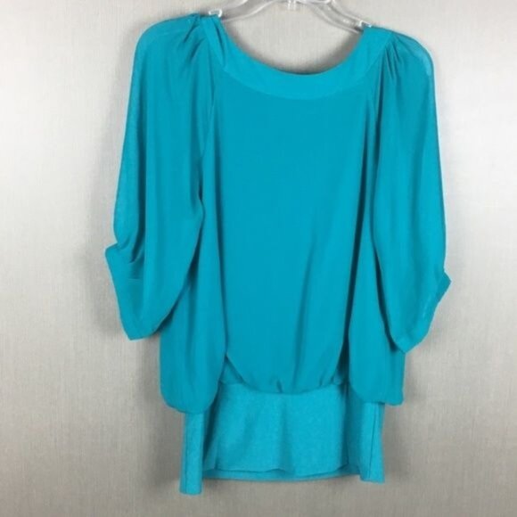 Marc Bouwer Turquoise Cowl Neck Balloon Sleeve Blouse Top S - Picture 3 of 7